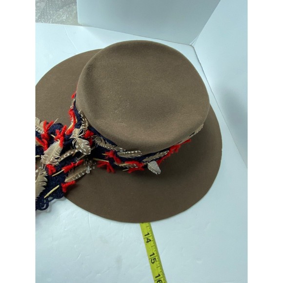 John Frederics,, Fedora, Women, Hat, Brown, w/ Feathers, 1967, New York VTG main image 13